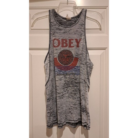 Obey Summerfest 89 Grey Women's Tank Top Size Large - Picture 3 of 6